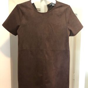 Brown faux suede dress